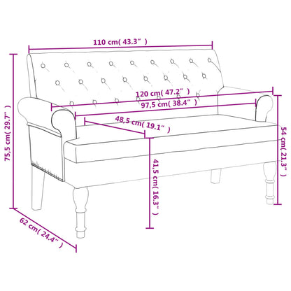 Panca con Schienale Marrone Scuro 120x62x75,5 cm in Tessuto - homemem39
