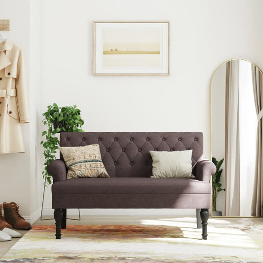 Panca con Schienale Marrone Scuro 120x62x75,5 cm in Tessuto - homemem39