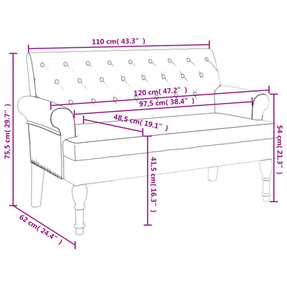 Panca con Schienale Blu 120x62x75,5 cm in Tessuto - homemem39