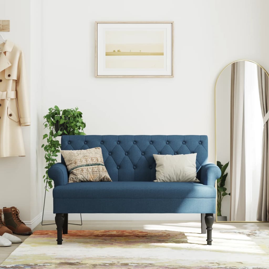 Panca con Schienale Blu 120x62x75,5 cm in Tessuto - homemem39
