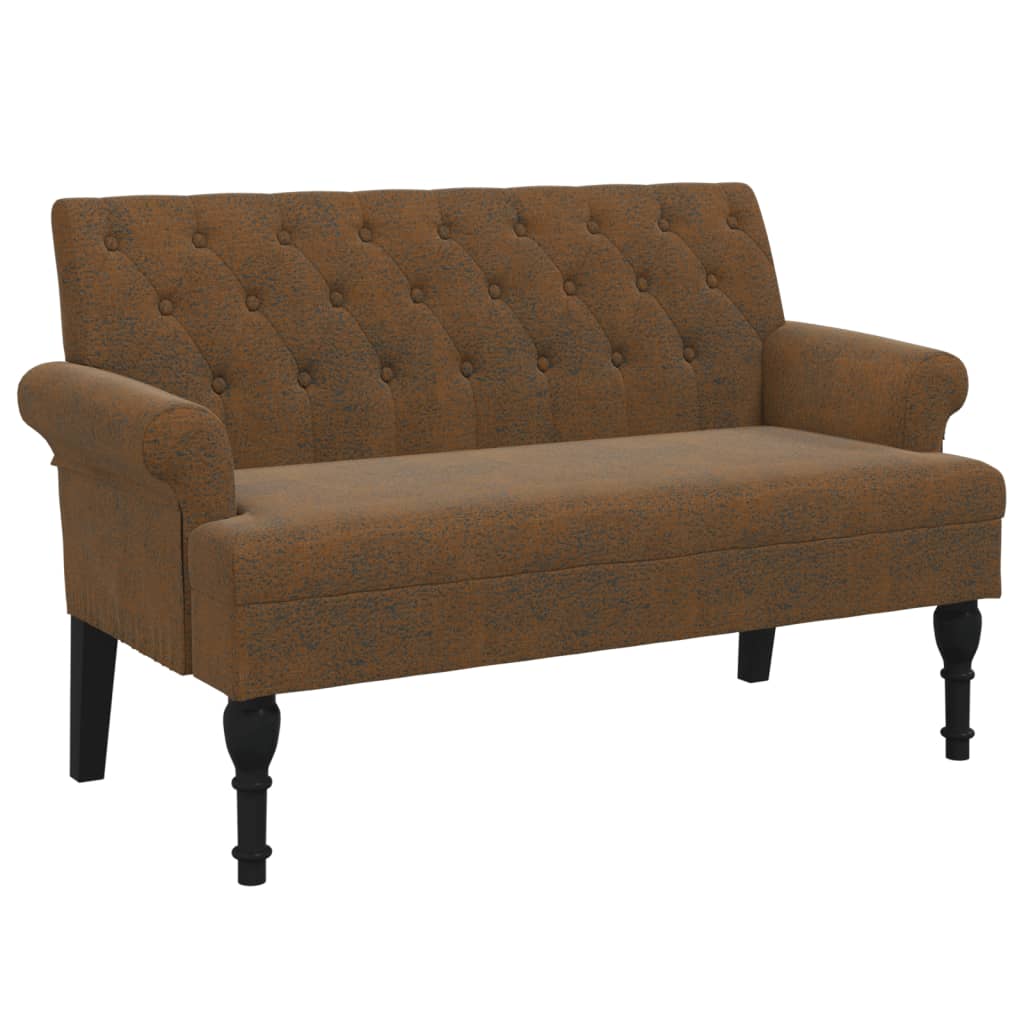 Panca con Schienale Marrone 120x62x75,5 cm in Scamosciato - homemem39