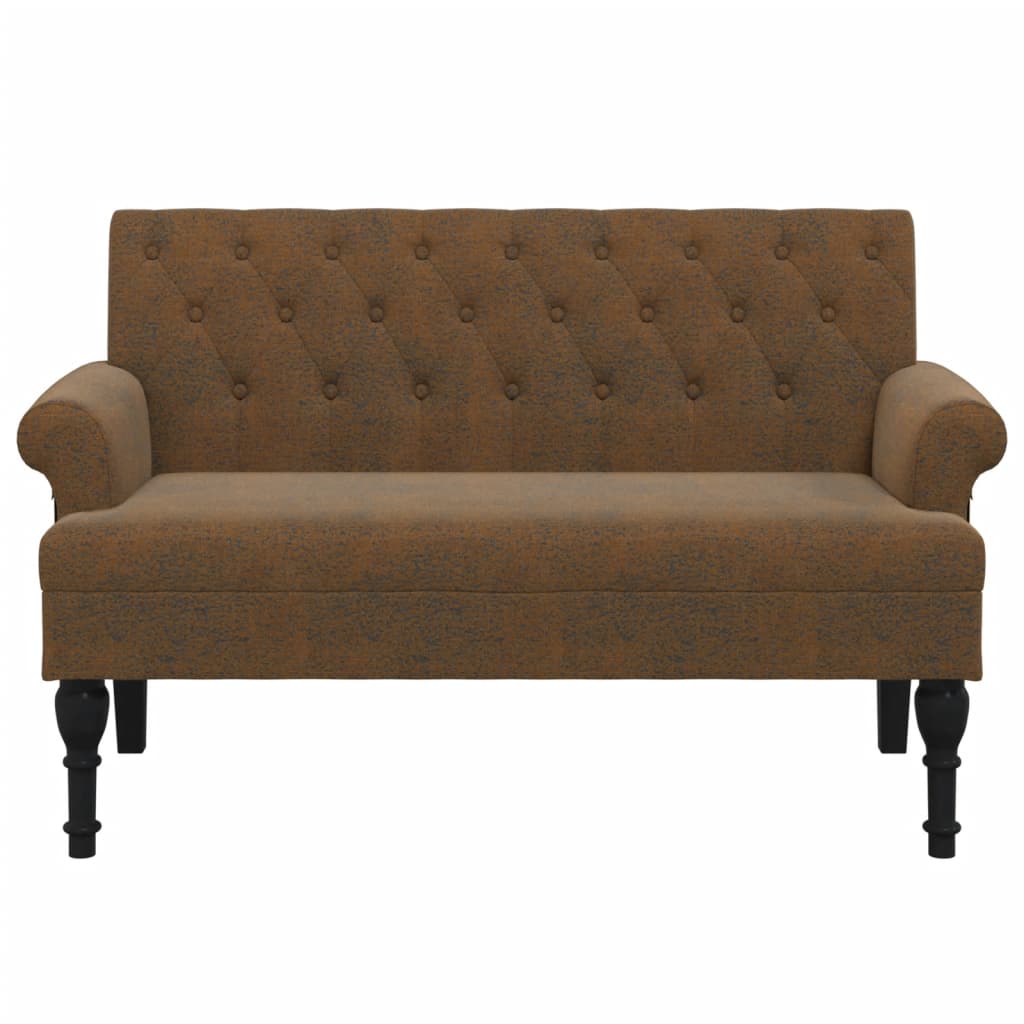 Panca con Schienale Marrone 120x62x75,5 cm in Scamosciato - homemem39