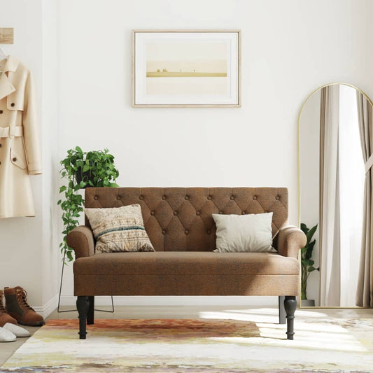 Panca con Schienale Marrone 120x62x75,5 cm in Scamosciato - homemem39
