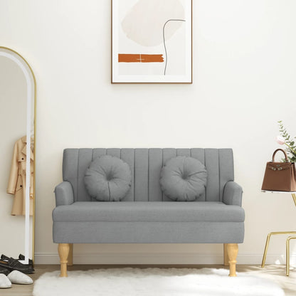 Panca con Cuscini Grigio Chiaro 113x64,5x75,5 cm in Tessuto - homemem39