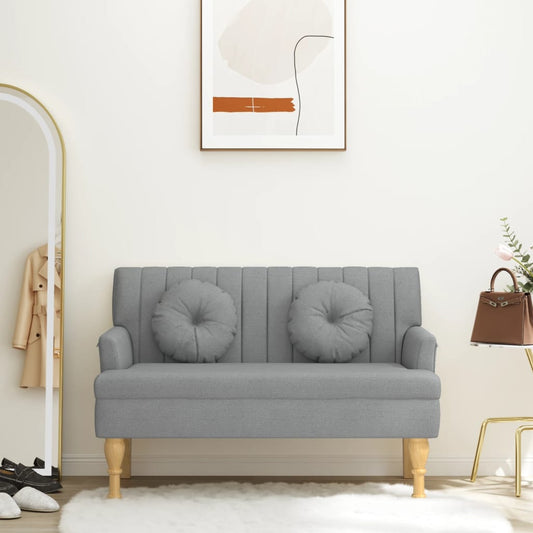 Panca con Cuscini Grigio Chiaro 113x64,5x75,5 cm in Tessuto - homemem39