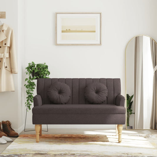 Panca con Cuscini Marrone Scuro 113x64,5x75,5 cm in Tessuto - homemem39
