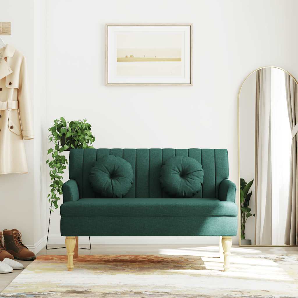 Panca con Cuscini Verde Scuro 113x64,5x75,5 cm in Tessuto - homemem39