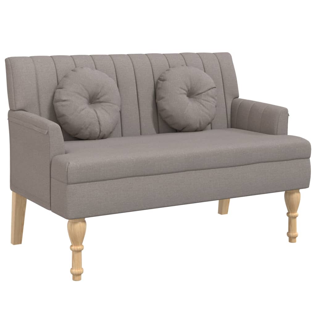 Panca con Cuscini Tortora 113x64,5x75,5 cm in Tessuto - homemem39