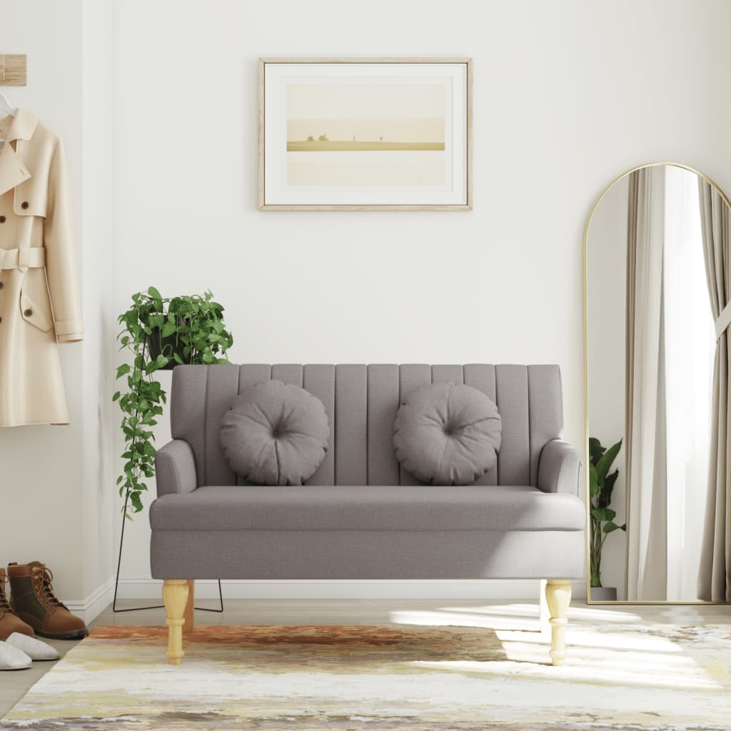Panca con Cuscini Tortora 113x64,5x75,5 cm in Tessuto - homemem39
