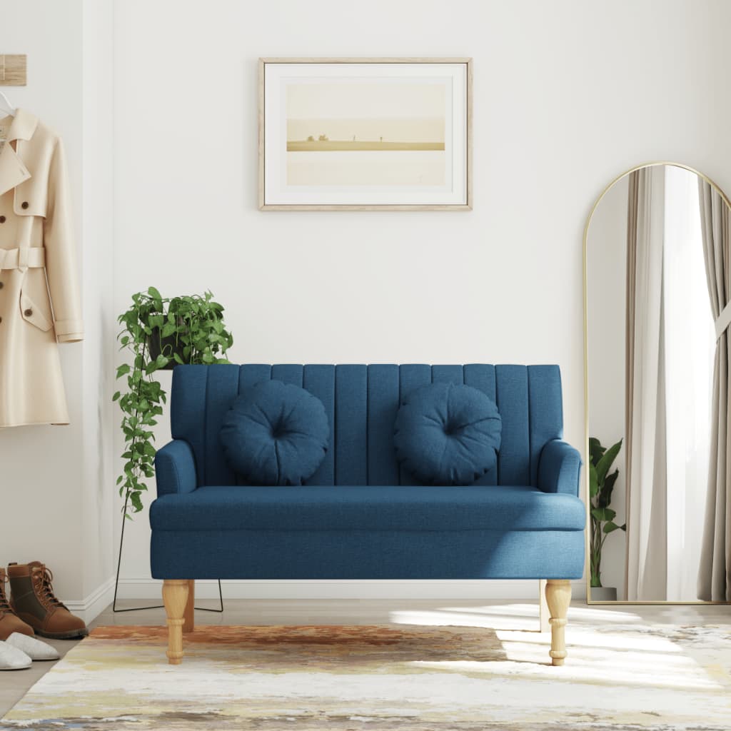 Panca con Cuscini Blu 113x64,5x75,5 cm in Tessuto - homemem39