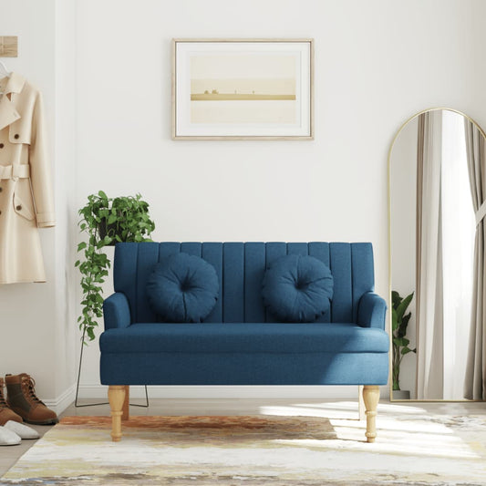 Panca con Cuscini Blu 113x64,5x75,5 cm in Tessuto - homemem39