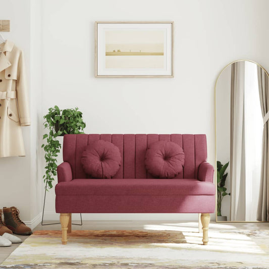 Panca con Cuscini Rosso Vino 113x64,5x75,5 cm in Tessuto - homemem39