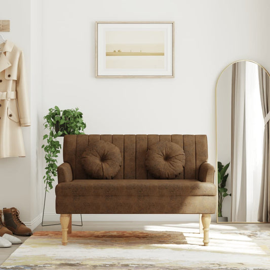 Panca con Cuscini Marrone 113x64,5x75,5 cm in Scamosciato - homemem39
