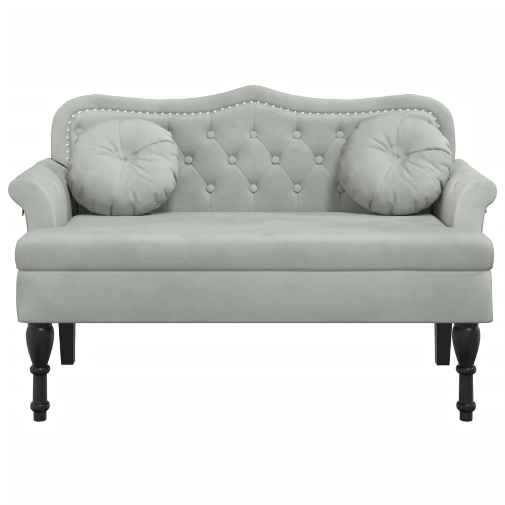 Panca con Cuscini Grigio Chiaro 120,5x65x75 cm in Velluto - homemem39