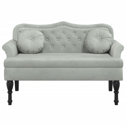 Panca con Cuscini Grigio Chiaro 120,5x65x75 cm in Velluto - homemem39
