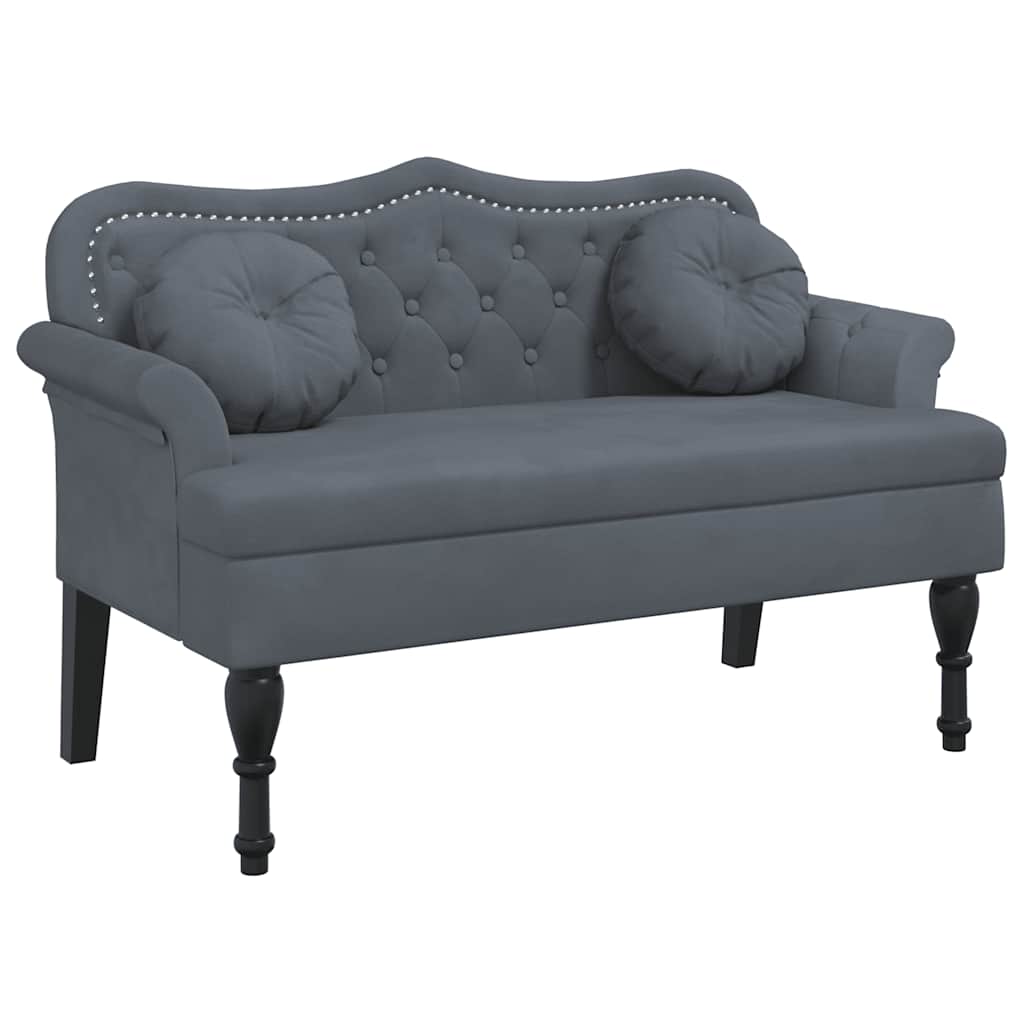 Panca con Cuscini Grigio Scuro 120,5x65x75 cm in Velluto - homemem39