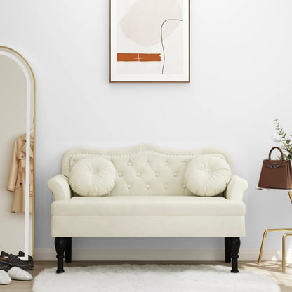 Panca con Cuscini Crema 120,5x65x75 cm in Velluto