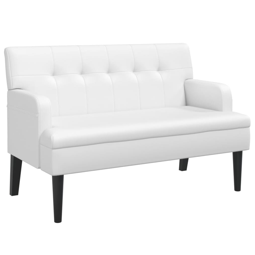 Panca con Schienale Bianca 112x65,5x75 cm in Similpelle - homemem39