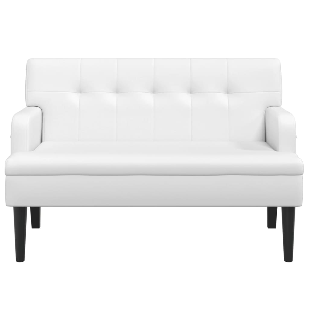 Panca con Schienale Bianca 112x65,5x75 cm in Similpelle - homemem39