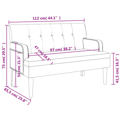 Panca con Schienale Bianca 112x65,5x75 cm in Similpelle - homemem39