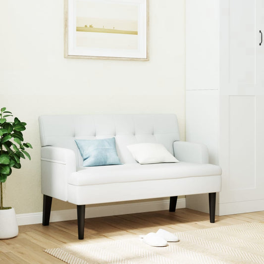 Panca con Schienale Bianca 112x65,5x75 cm in Similpelle - homemem39