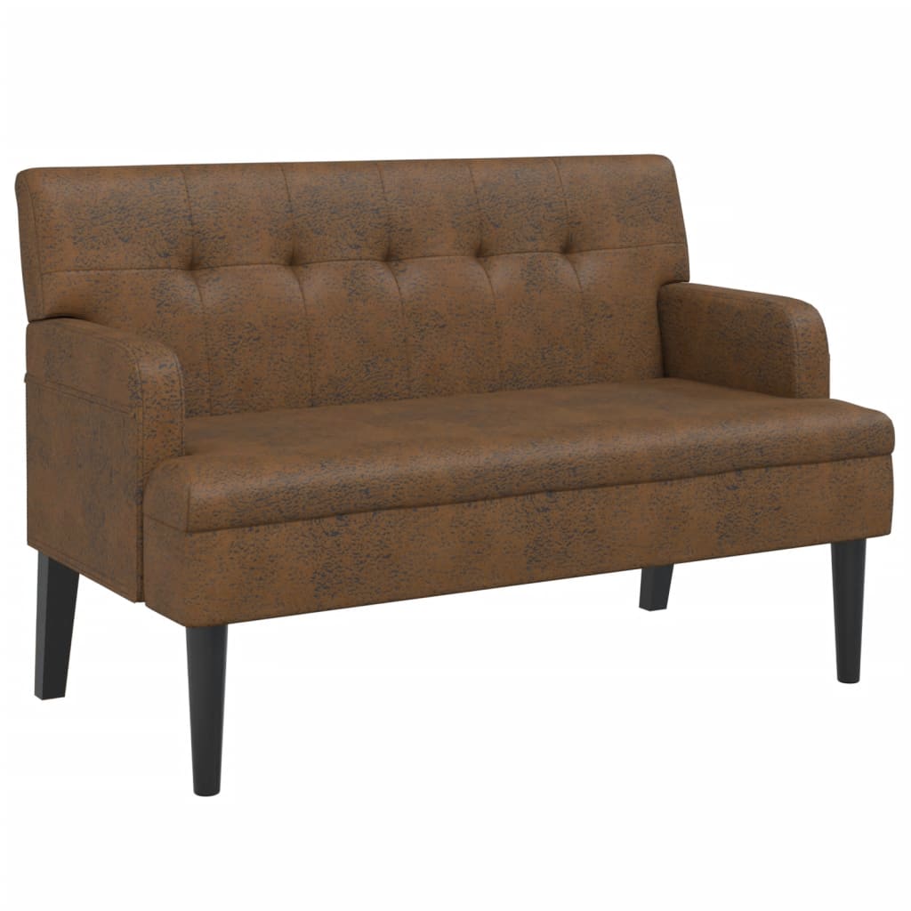 Panca con Schienale Marrone 112x65,5x75 cm in Scamosciato - homemem39