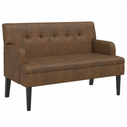 Panca con Schienale Marrone 112x65,5x75 cm in Scamosciato - homemem39
