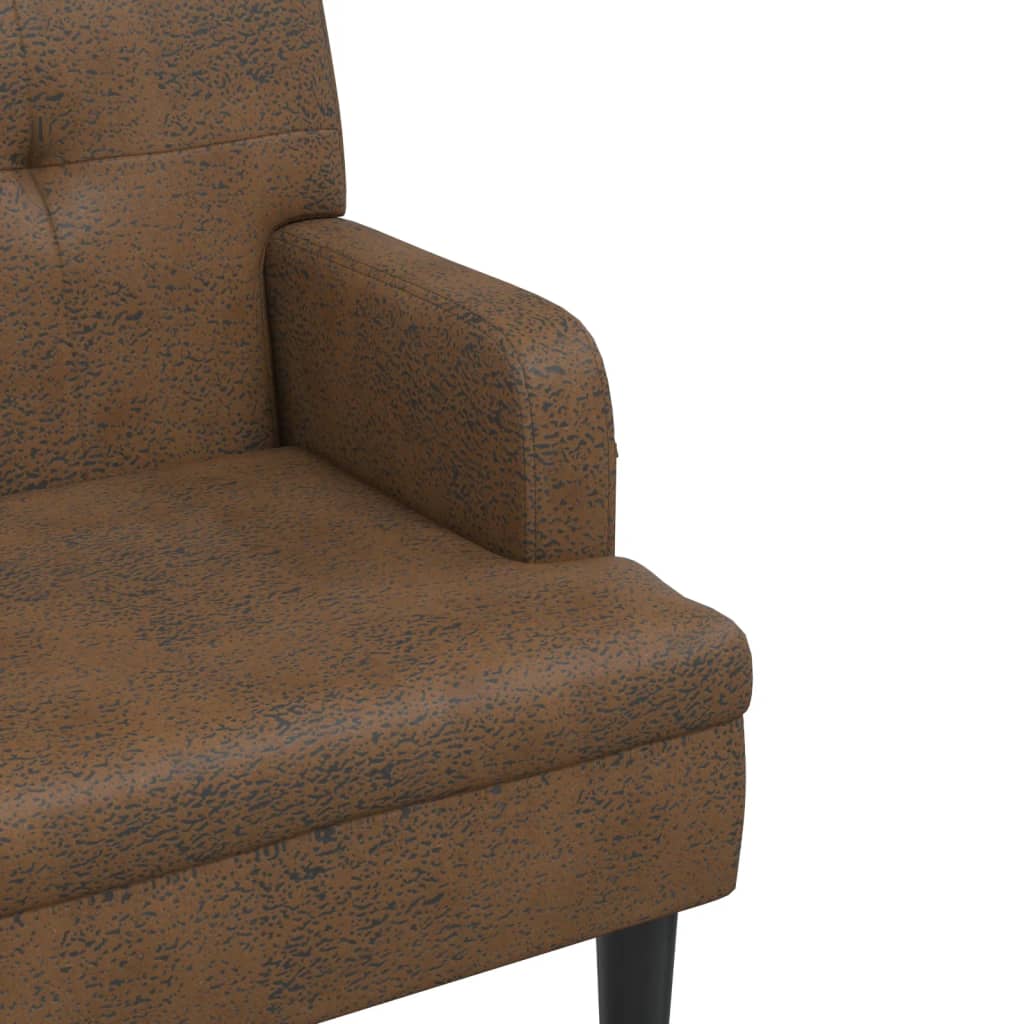 Panca con Schienale Marrone 112x65,5x75 cm in Scamosciato - homemem39