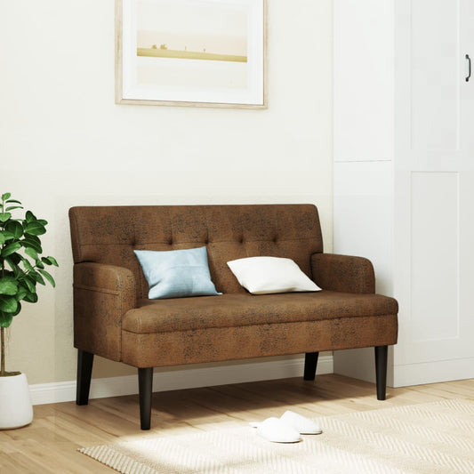Panca con Schienale Marrone 112x65,5x75 cm in Scamosciato - homemem39