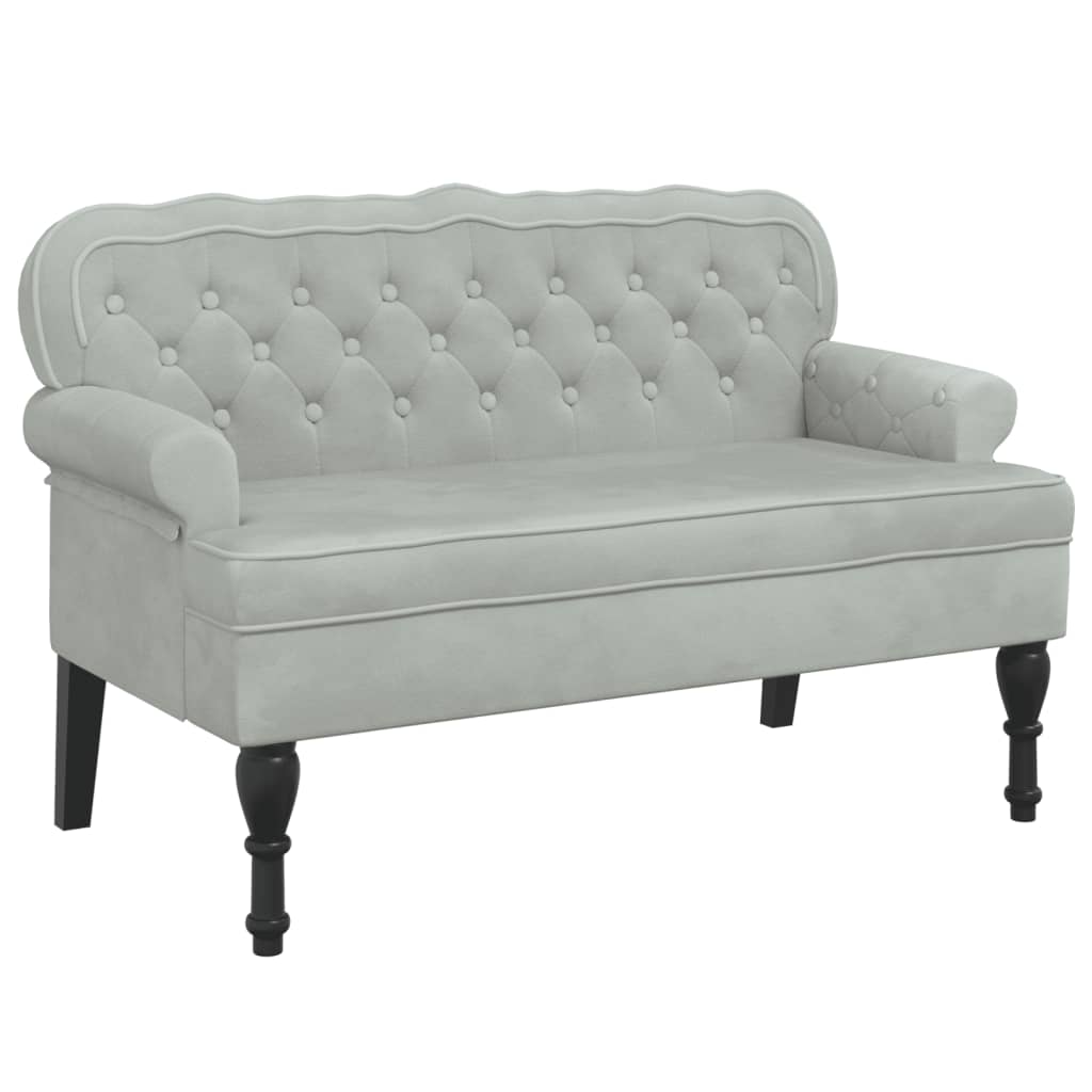 Panca con Schienale Grigio Chiaro 112x65,5x75 cm in Velluto - homemem39