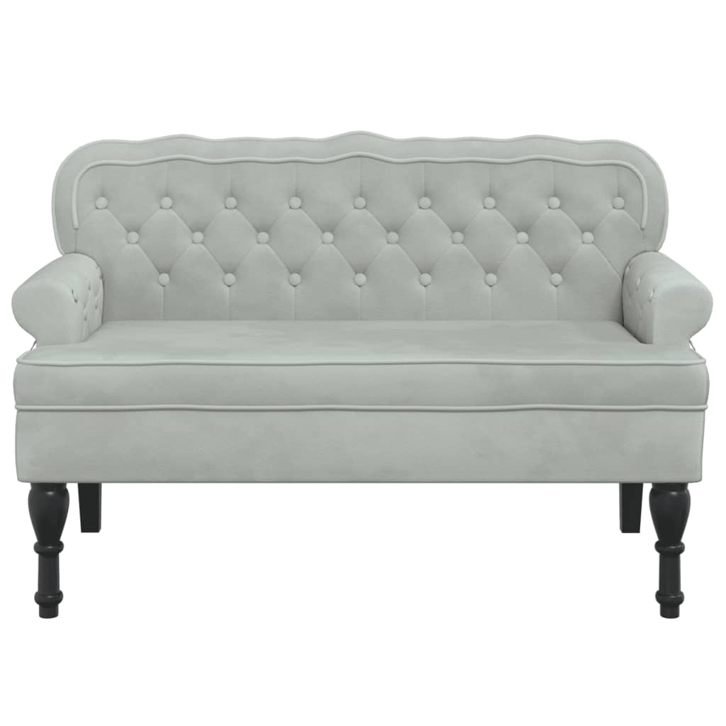 Panca con Schienale Grigio Chiaro 112x65,5x75 cm in Velluto - homemem39