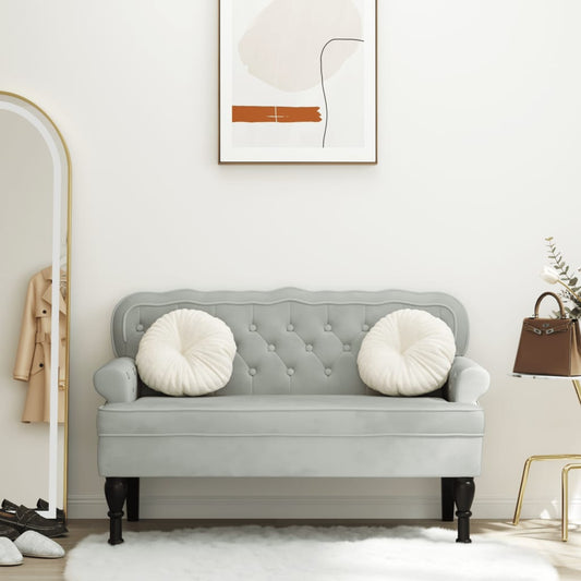 Panca con Schienale Grigio Chiaro 112x65,5x75 cm in Velluto - homemem39