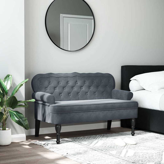 Panca con Schienale Grigio Scuro 119,5x64,5x75 cm in Velluto - homemem39