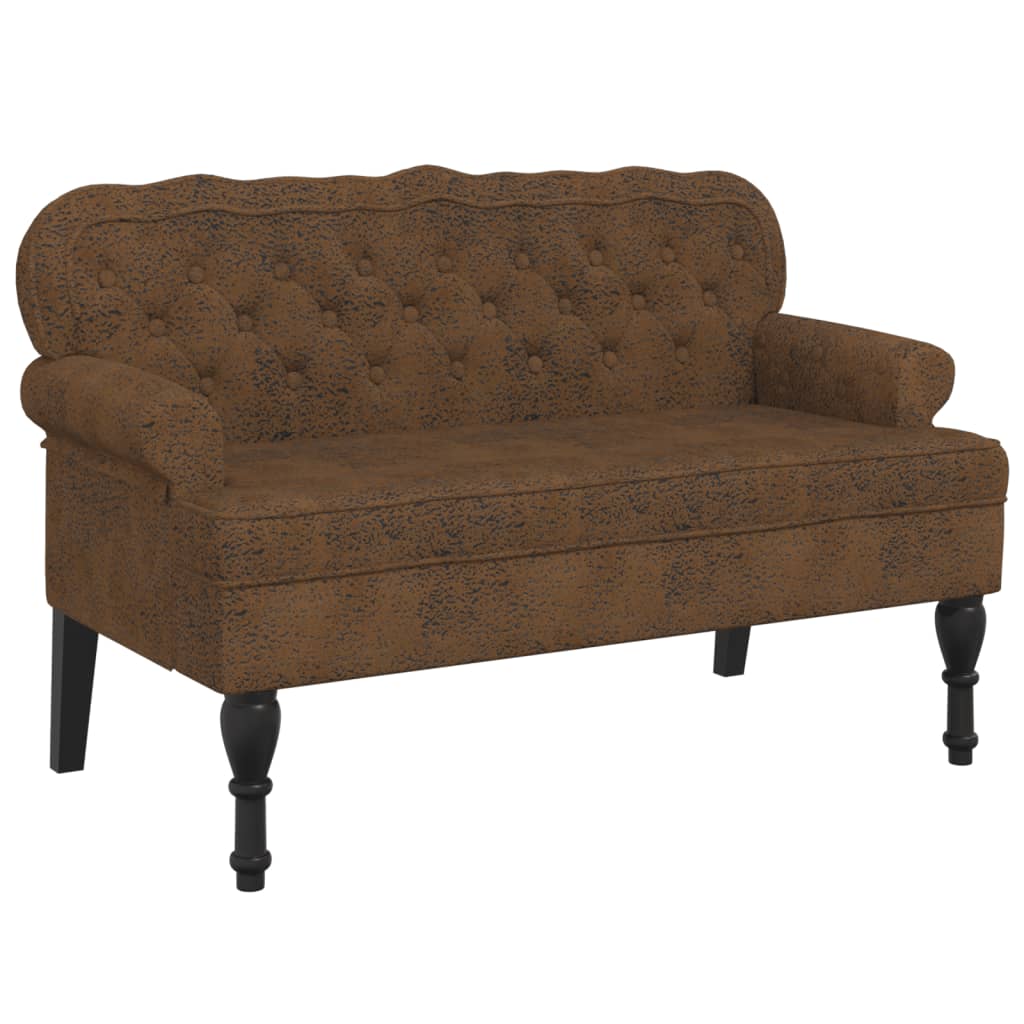 Panca con Schienale Marrone 119,5x64,5x75 cm in Scamosciato - homemem39