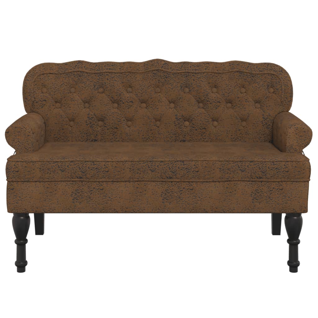 Panca con Schienale Marrone 119,5x64,5x75 cm in Scamosciato - homemem39