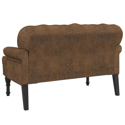 Panca con Schienale Marrone 119,5x64,5x75 cm in Scamosciato - homemem39