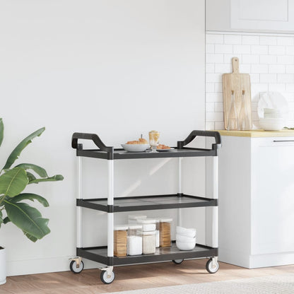 Carrello a 3 Ripiani Nero 99x50x96 cm in Alluminio - homemem39