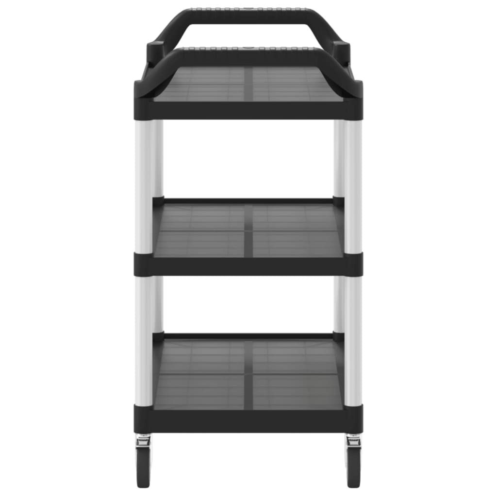 Trolley with 3 Black Shelfs 99x50x96 cm in Aluminium