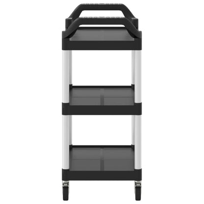 Carrello a 3 Ripiani Nero 81x41x92 cm in Alluminio - homemem39