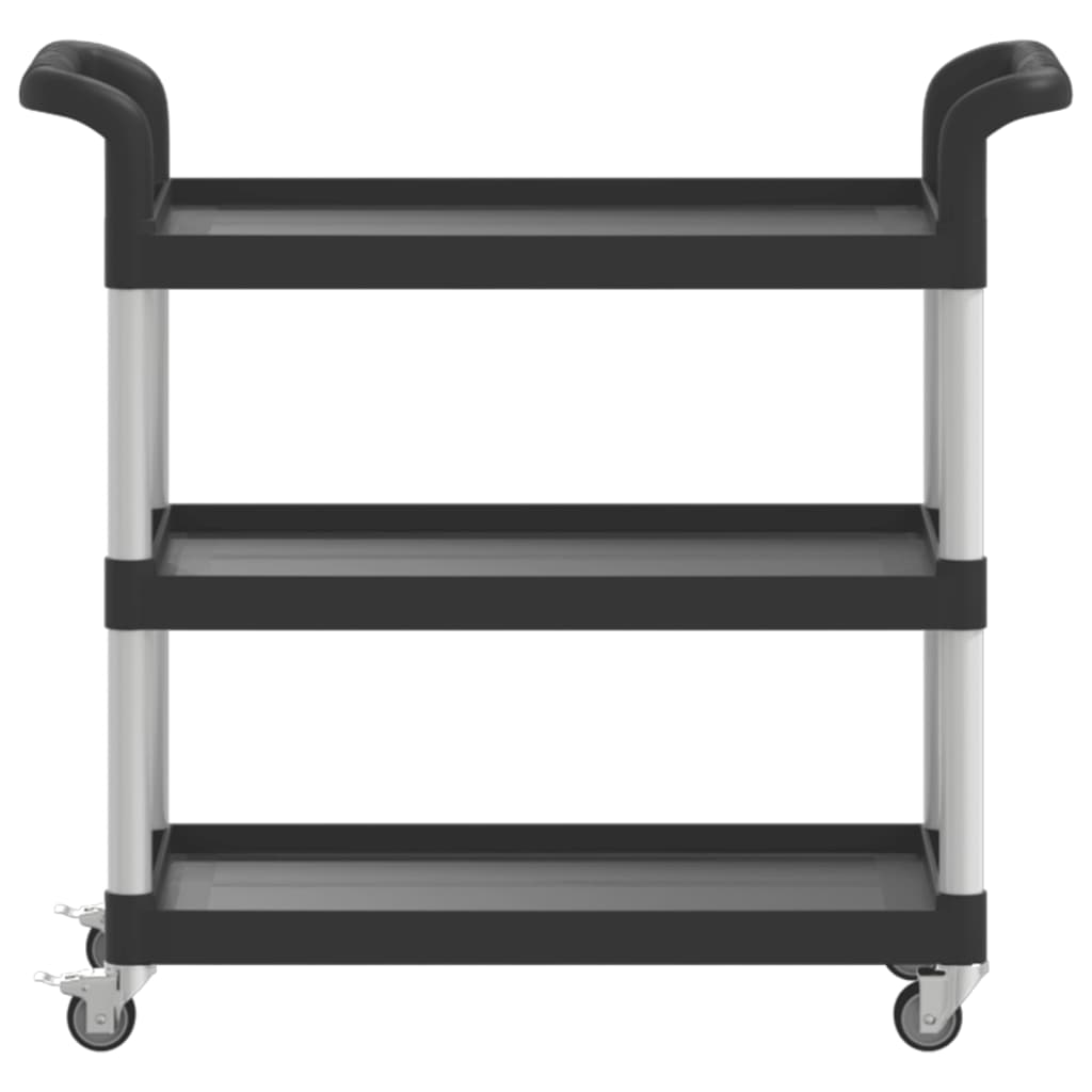 Carrello a 3 Ripiani Nero 77x34x72 cm in Alluminio - homemem39