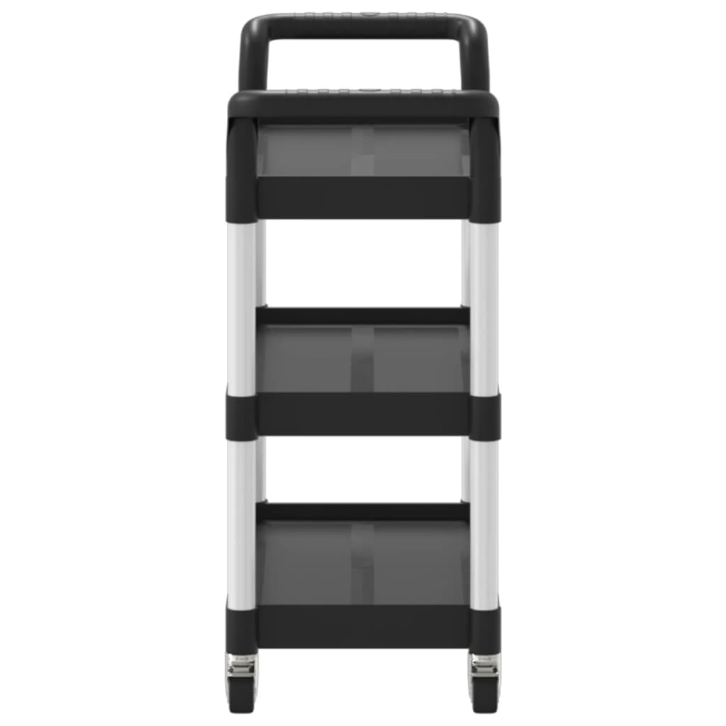 Carrello a 3 Ripiani Nero 77x34x72 cm in Alluminio - homemem39