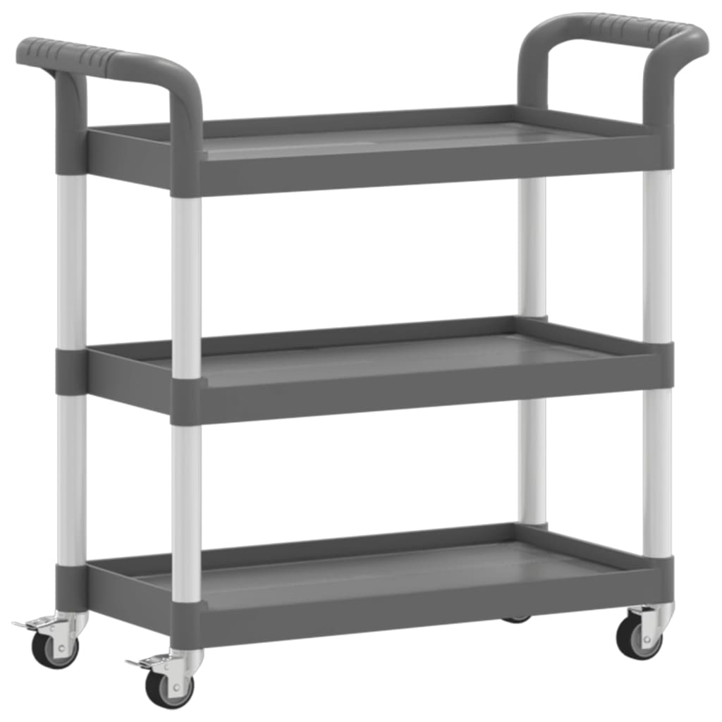 Trolley with 3 Gray Shelfs 77x34x72 cm in Aluminium