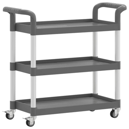 Carrello a 3 Ripiani Grigio 77x34x72 cm in Alluminio - homemem39