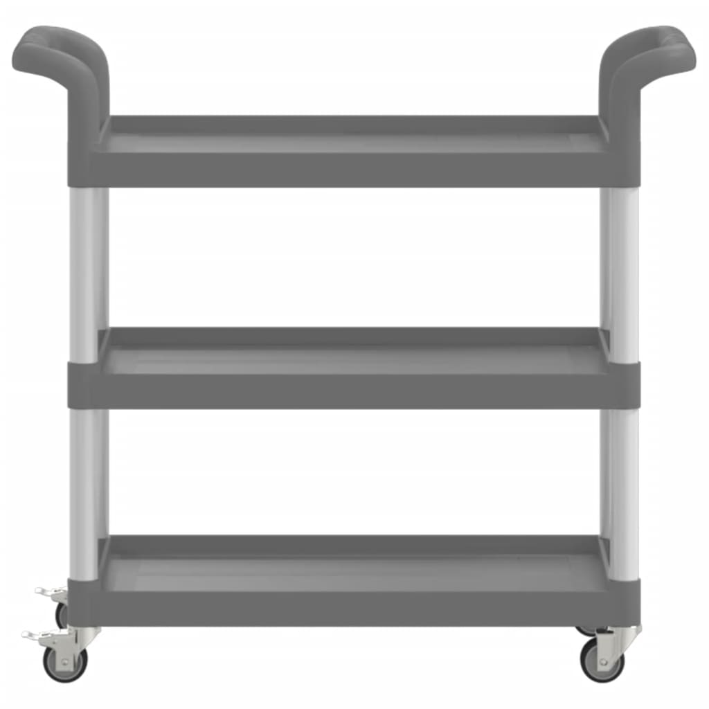 Trolley with 3 Gray Shelfs 77x34x72 cm in Aluminium