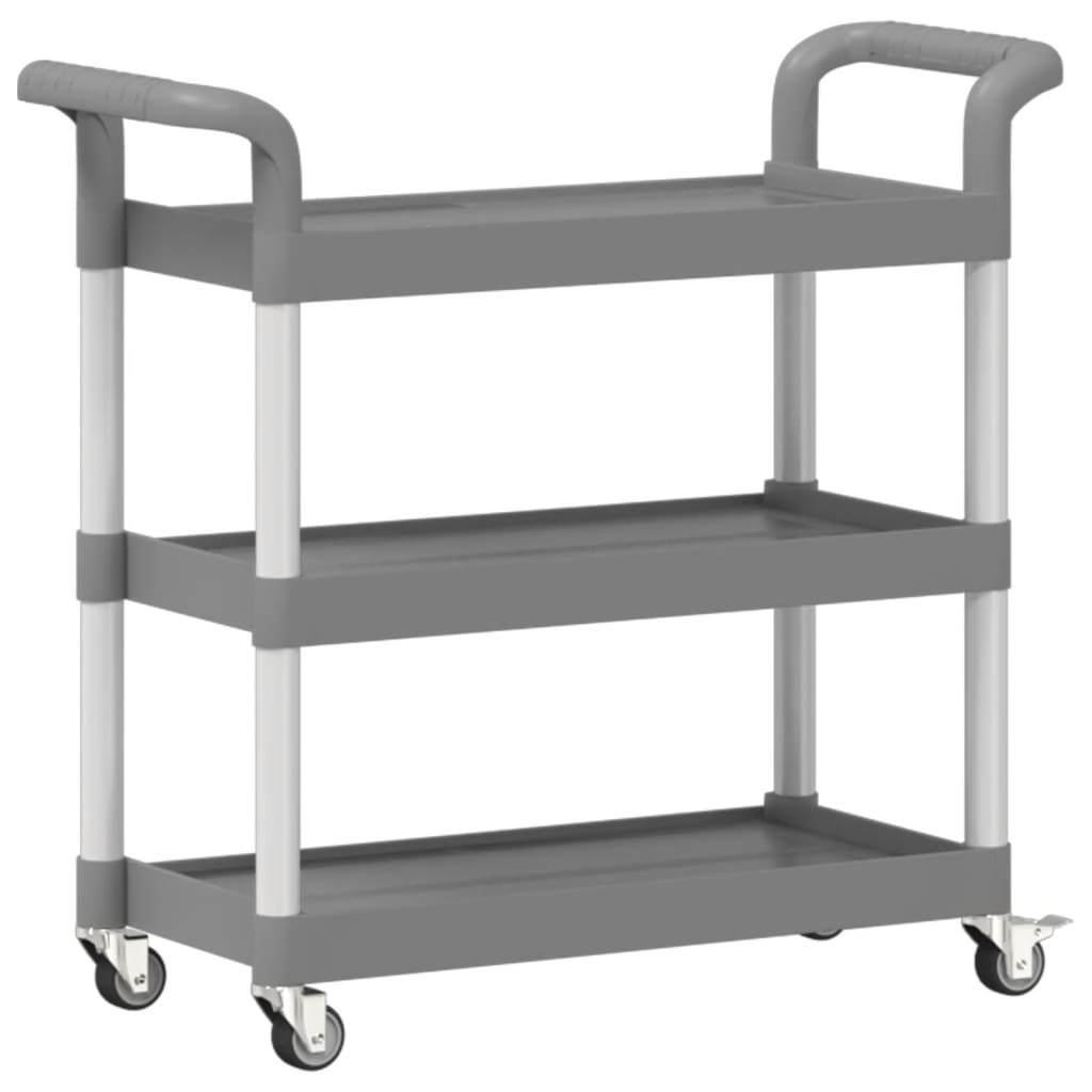 Carrello a 3 Ripiani Grigio 77x34x72 cm in Alluminio - homemem39