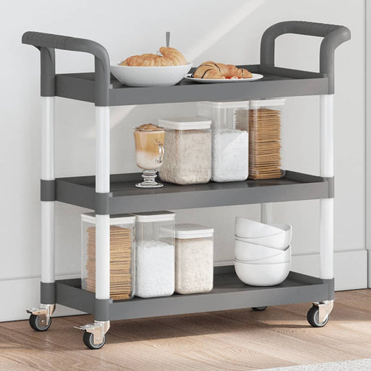 Trolley with 3 Gray Shelfs 77x34x72 cm in Aluminium