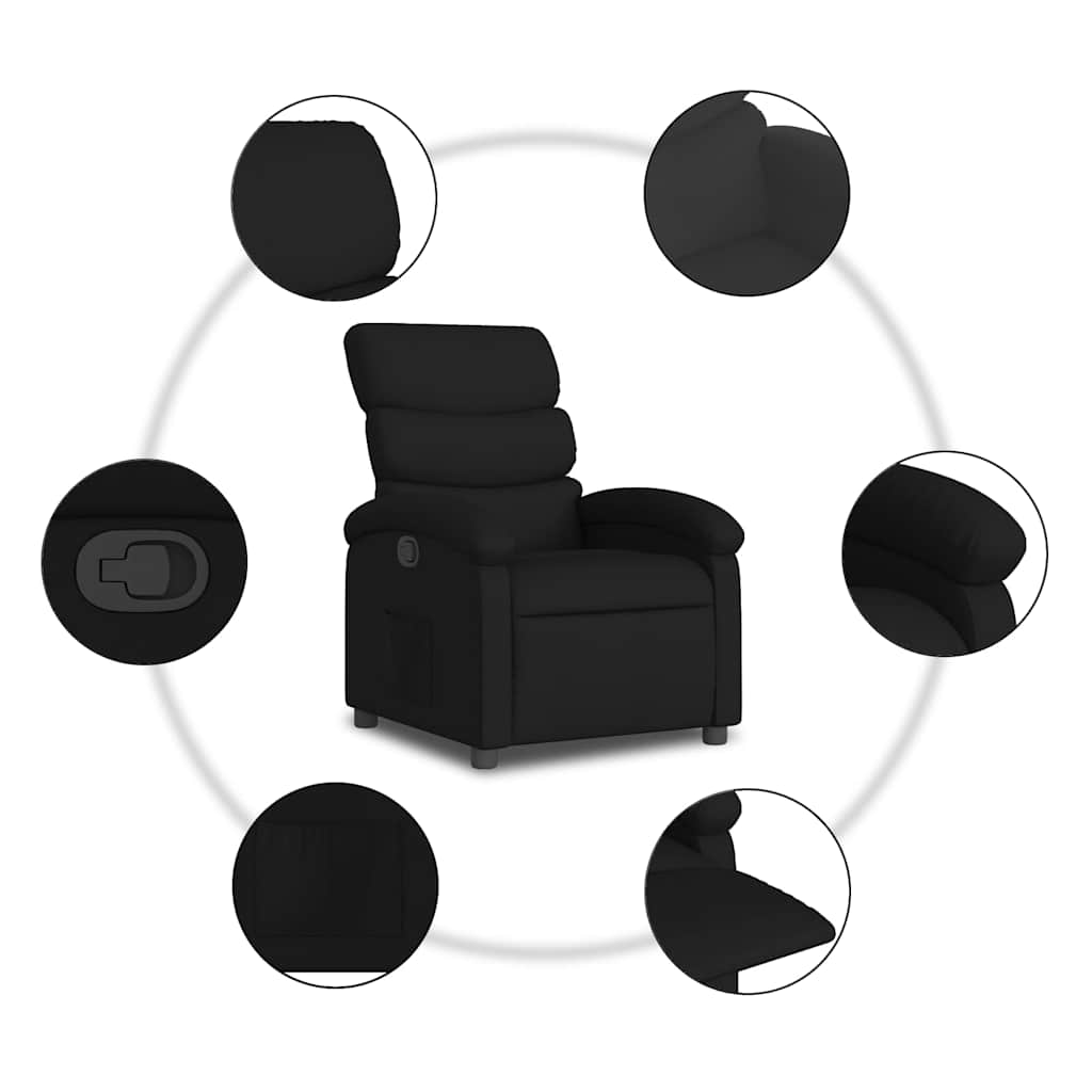Poltrona Reclinabile in Tessuto Nero - homemem39