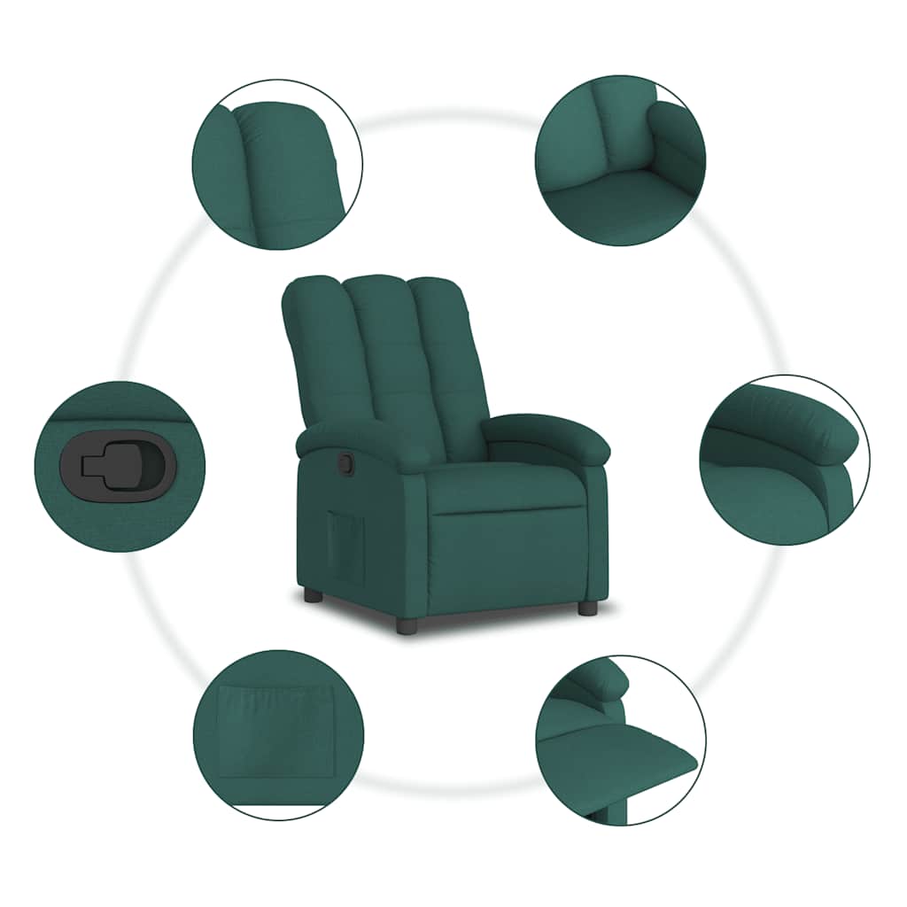 Poltrona Reclinabile in Tessuto Verde Scuro | homemem39