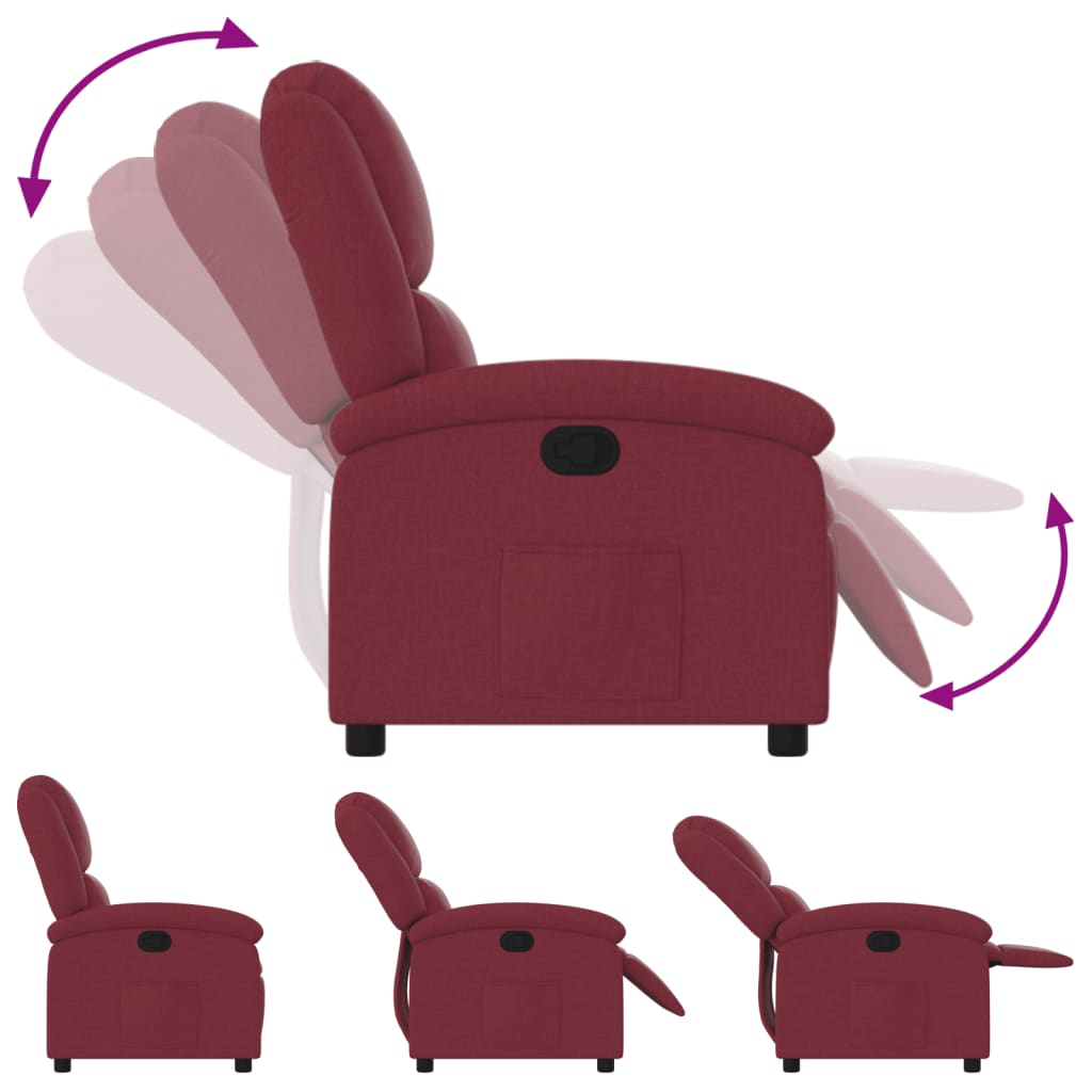 Poltrona Reclinabile in Tessuto Rosso Vino | homemem39