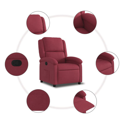 Poltrona Reclinabile in Tessuto Rosso Vino | homemem39